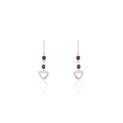 Boucles D'oreilles Pendantes Hazan Argent Blanc Pierre De Synthese