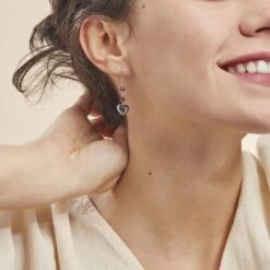 Boucles D'oreilles Pendantes Hazan Argent Blanc Pierre De Synthese -Bijouterie Pas Chère FAOFBXI148 model0