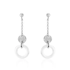 Boucles D'oreilles Pendantes Issara Argent Céramique Et Oxyde