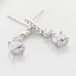Boucles D'oreilles Pendantes Corianne Argent Blanc Oxyde De Zirconium -Bijouterie Pas Chère FAOFBZW06K view2