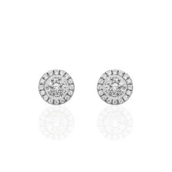 Boucles D'oreilles Puces Verane Argent Blanc Oxyde De Zirconium