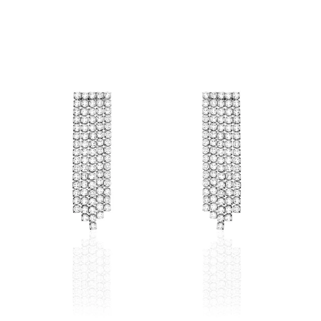 Boucles D'oreilles Pendantes Clavie Argent Blanc Oxyde De Zirconium 1 Boucles D'oreilles Pendantes Clavie Argent Blanc Oxyde De Zirconium