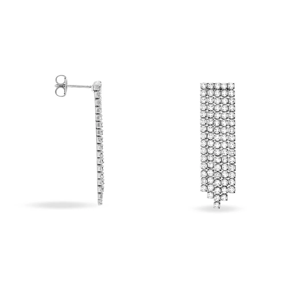 Boucles D'oreilles Pendantes Clavie Argent Blanc Oxyde De Zirconium 2 Boucles D'oreilles Pendantes Clavie Argent Blanc Oxyde De Zirconium – Image 2