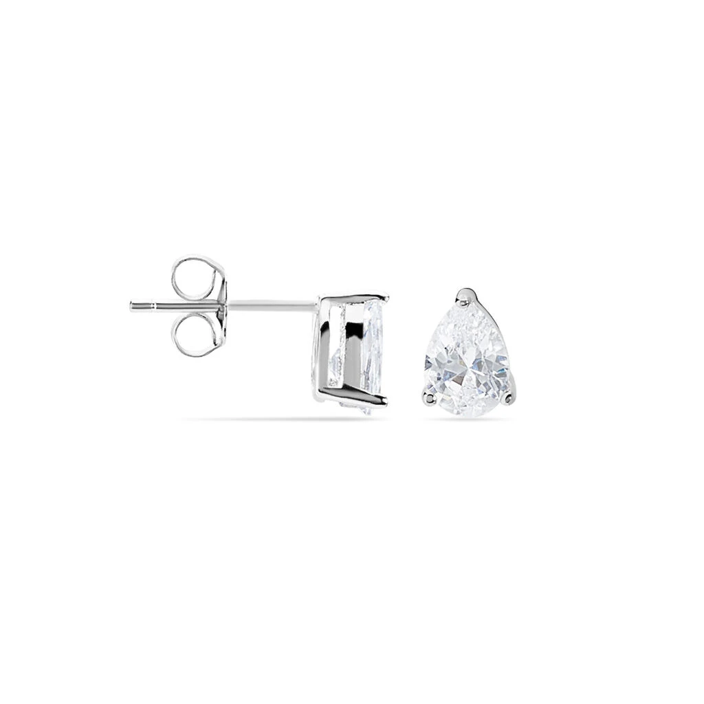 Boucles D'oreilles Puces Clarysse Argent Blanc Oxyde De Zirconium 2 Boucles D'oreilles Puces Clarysse Argent Blanc Oxyde De Zirconium – Image 2