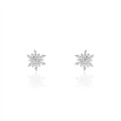 Boucles D'oreilles Puces Cyriac Argent Blanc Oxyde De Zirconium