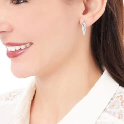 Boucles D'oreilles Pendantes Angeline Argent Blanc Oxyde De Zirconium -Bijouterie Pas Chère FAOFBZW0ZZ model0