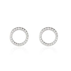 Boucles D'oreilles Puces Grâces Argent Blanc Oxyde De Zirconium