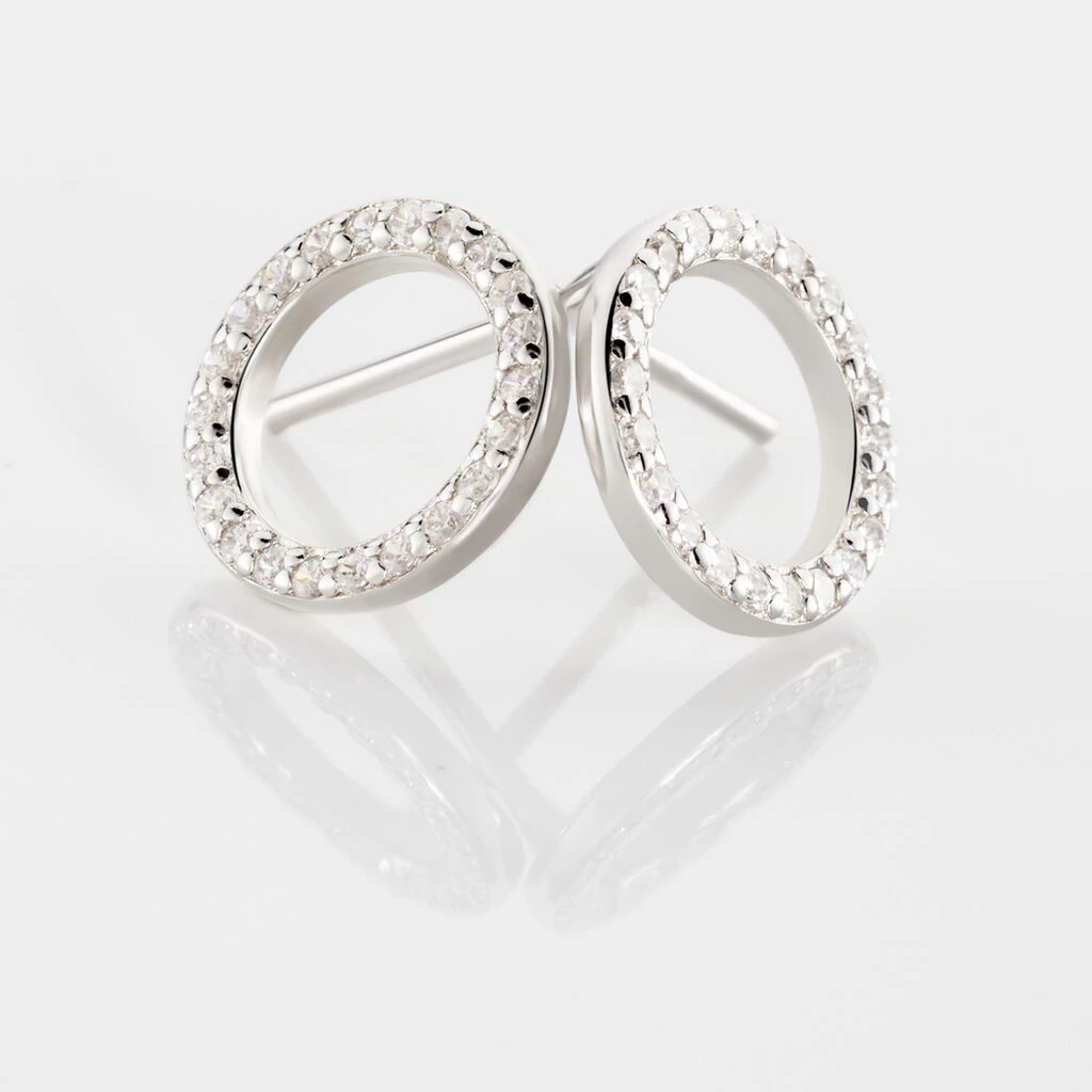 Boucles D'oreilles Puces Grâces Argent Blanc Oxyde De Zirconium 3 Boucles D'oreilles Puces Grâces Argent Blanc Oxyde De Zirconium – Image 3