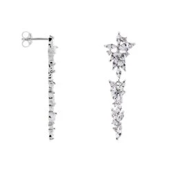 Boucles D'oreilles Pendantes Dayan Argent Blanc Oxyde De Zirconium -Bijouterie Pas Chère FAOFBZW1SF view1