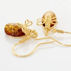 Boucles D'oreilles Pendantes Lyla Argent Jaune Ambre 6 Boucles D'oreilles Pendantes Lyla Argent Jaune Ambre -Bijouterie Pas Chère FAOFJIY002 view2