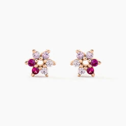 Boucles D'oreilles Puces Pavel Argent Rose Oxyde De Zirconium
