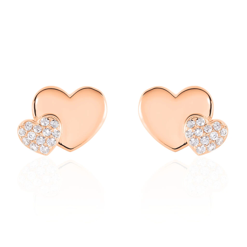 Boucles D'oreilles Puces Flamen Argent Rose Oxyde De Zirconium 1 Boucles D'oreilles Puces Flamen Argent Rose Oxyde De Zirconium