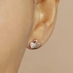 Boucles D'oreilles Puces Flamen Argent Rose Oxyde De Zirconium 9 Boucles D'oreilles Puces Flamen Argent Rose Oxyde De Zirconium -Bijouterie Pas Chère FAOFRZW453 model1