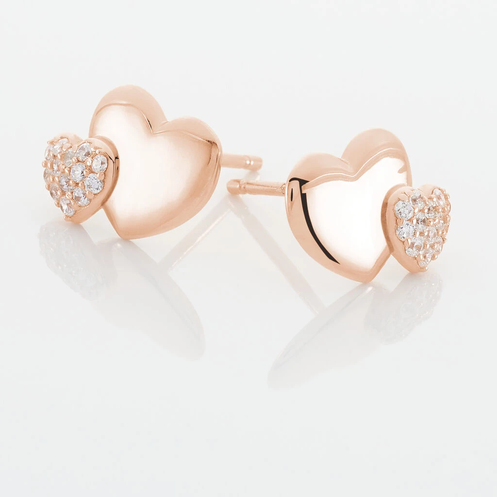 Boucles D'oreilles Puces Flamen Argent Rose Oxyde De Zirconium 3 Boucles D'oreilles Puces Flamen Argent Rose Oxyde De Zirconium – Image 3