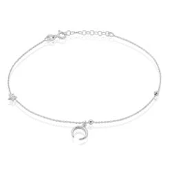 Chaîne De Cheville Serenella Argent Blanc Oxyde De Zirconium