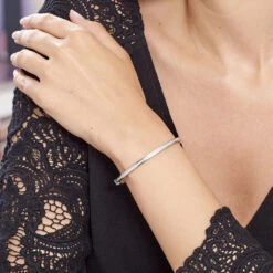 Bracelet Jonc Nagnouma Acier Blanc Oxyde De Zirconium -Bijouterie Pas Chère FIBFBZW003 model0