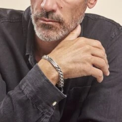 Bracelet Identite Acier Blanc Et Noir Blas -Bijouterie Pas Chère FIBH2W0196 model1