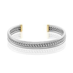 Bracelet Jonc Ouvert Acier Blanc Winnoc