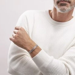 Bracelet Jonc Ouvert Acier Blanc Winnoc -Bijouterie Pas Chère FIBH2W0202 model0