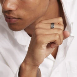 Bague Acier Blanc Ugo -Bijouterie Pas Chère FIDHBW0333 model0