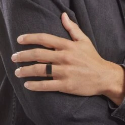 Chevalière Acier Noir Luciano -Bijouterie Pas Chère FIHHNW0043 model0