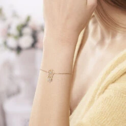 Bracelet Attrape Reves Plaque Or Jaune Pierre De Synthese -Bijouterie Pas Chère FQBFJXB124 model0