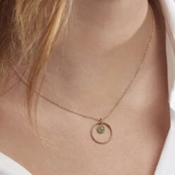 Collier Amalthea Plaqué Or Doré Aventurine Vert -Bijouterie Pas Chère FQCFJAV005 model1