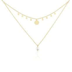 Collier Plaqué Or Jaune Aglaya Perle D'imitation