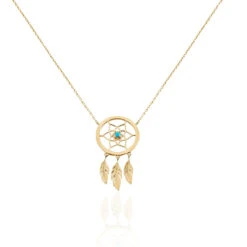 Collier Attrape Reves Plaque Or Jaune Pierre De Synthese