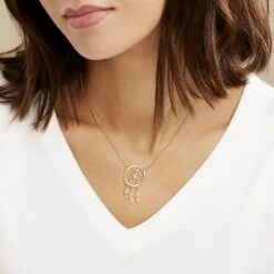 Collier Attrape Reves Plaque Or Jaune Pierre De Synthese -Bijouterie Pas Chère FQCFJXB121 model0