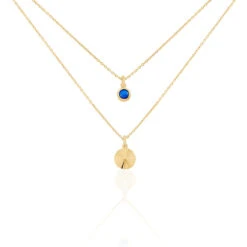 Collier Cartina Plaqué Or Jaune Pierre De Synthese