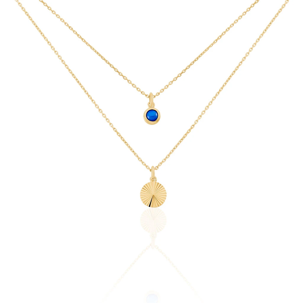 Collier Cartina Plaqué Or Jaune Pierre De Synthese 1 Collier Cartina Plaqué Or Jaune Pierre De Synthese