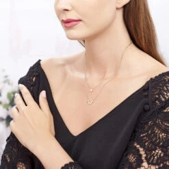 Collier Varia Plaqué Or Jaune Oxyde De Zirconium -Bijouterie Pas Chère FQCFJZW473 model0