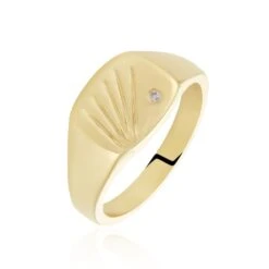 Chevalière Plaqué Or Khepri Oxyde De Zirconium