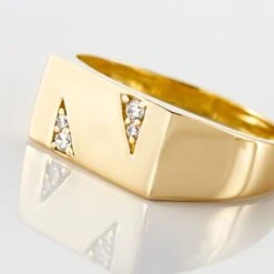 Chevalière Plaqué Or Jaune Asa Oxydes De Zirconium -Bijouterie Pas Chère FQHHJZW105 view3