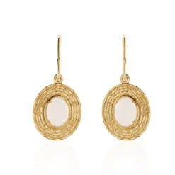 Boucles D'oreilles Pendantes Linna Plaqué Or Jaune Pierre De Lune