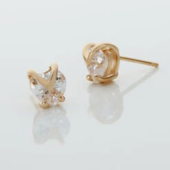 Boucles D'oreilles Puces Abelinia Plaqué Or Jaune Oxyde De Zirconium -Bijouterie Pas Chère FQOFJZW148 view2