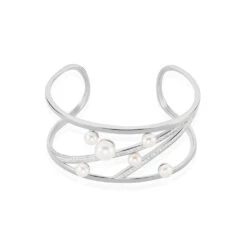 Bracelet Jonc Nissi Argent Blanc Perle De Culture Oxyde De Zirconium