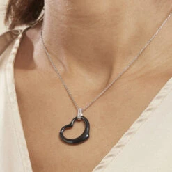 Collier Pam Argent Blanc Céramique Et Oxyde De Zirconium -Bijouterie Pas Chère MACFBXN271 model1