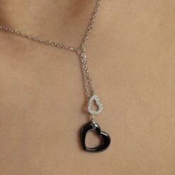 Collier Anissa Argent Blanc Céramique Et Oxyde De Zirconium -Bijouterie Pas Chère MACFBZW08T model0