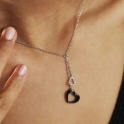 Collier Anissa Argent Blanc Céramique Et Oxyde De Zirconium -Bijouterie Pas Chère MACFBZW08T model1