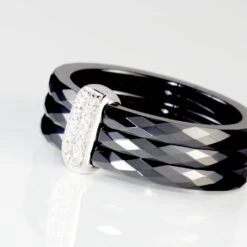 Bague Ceramik Design Argent Blanc Oxyde De Zirconium Et Céramique -Bijouterie Pas Chère MADFBXN028 view3