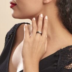 Bague Solitaire Ceramik Design Argent Oxyde De Zirconium Et Céramique -Bijouterie Pas Chère MADFBXN132 model0