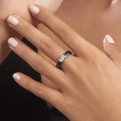 Bague Solitaire Ceramik Design Argent Oxyde De Zirconium Et Céramique -Bijouterie Pas Chère MADFBXN132 model1