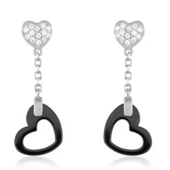 Boucles D'oreilles Pendantes Argent Oxyde De Zirconium Et Céramique