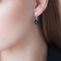 Boucles D'oreilles Pendantes Argent Oxyde De Zirconium Et Céramique -Bijouterie Pas Chère MAOFBXN058 model0