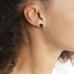 Boucles D'oreilles Puces Orbe Argent Blanc Céramique -Bijouterie Pas Chère MAOFBXN081 model0