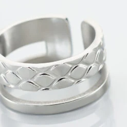 Bague Ajustable Abram Acier Blanc -Bijouterie Pas Chère MIDFBW0308 view3