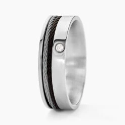 Bague Madine Acier Blanc Diamant