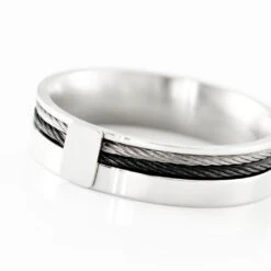 Bague Madine Acier Blanc Diamant -Bijouterie Pas Chère MIDHBDW018 view3